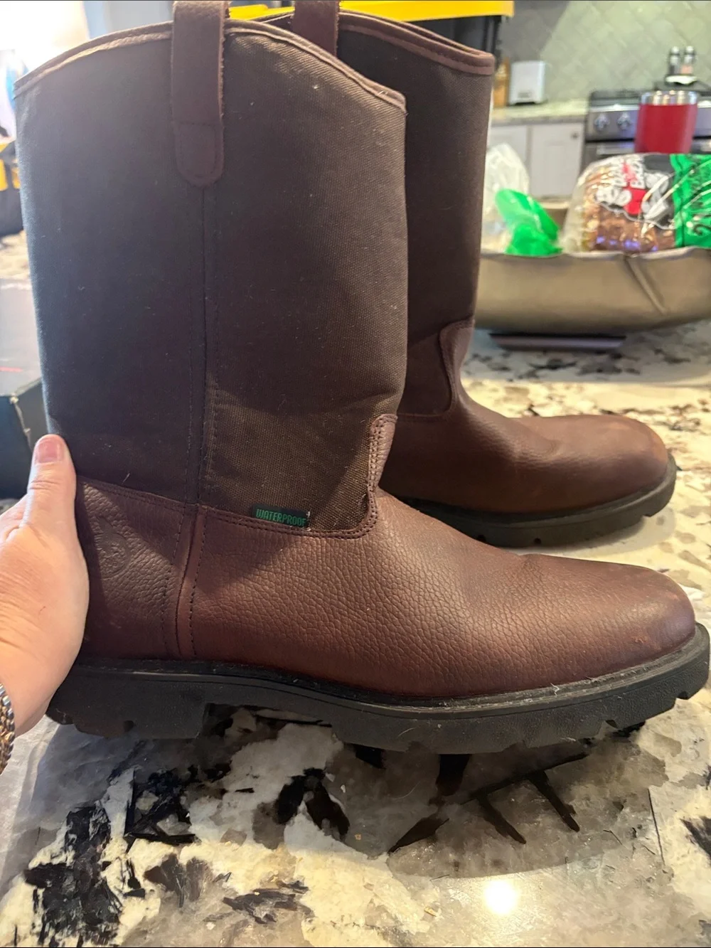 Georgia Boot Dark Brown Pull-On Work Boots with Lug Sole